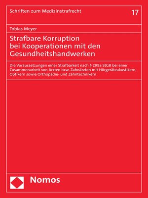 cover image of Strafbare Korruption bei Kooperationen mit den Gesundheitshandwerken
